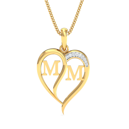 MM Initials Heart Pendant