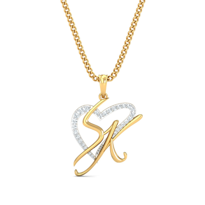 SK Initial Heart Pendant