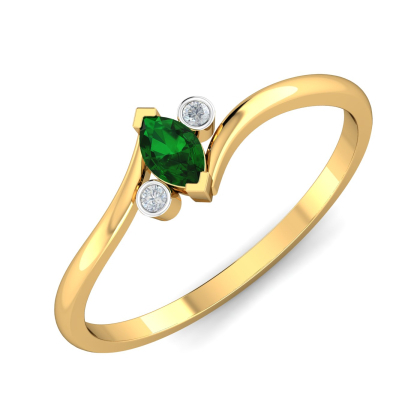 Marquise Emerald Ring (14K-YG-SI-HI-RTS)
