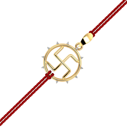 Swastik Gold Rakhi Pendant