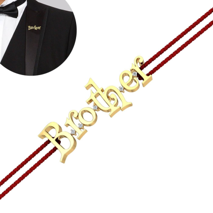 Gold BROTHER Rakhi Brooch