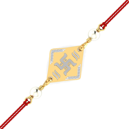 Swastik Pearl Gold Rakhi