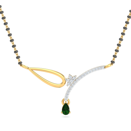 Gia Emerald Mangalsutra Pendant (14K-YG-SI-HI-RTS)