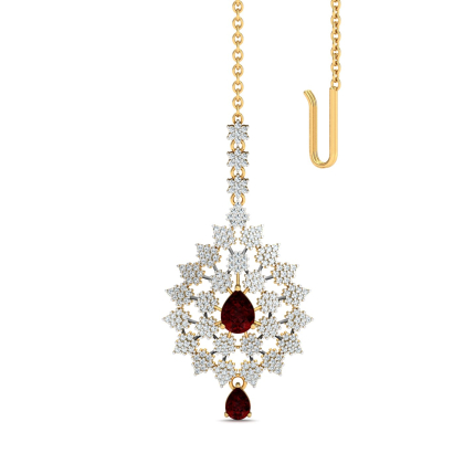 Surekha Red Garnet Maang Tikka
