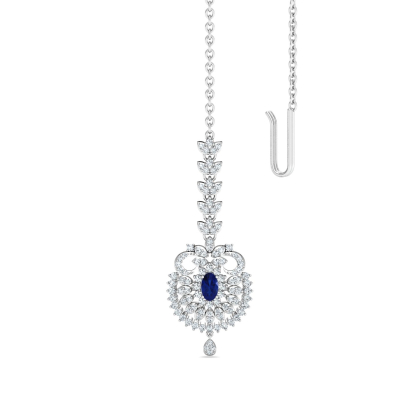 Tisya Chandelier Blue Sapphire Maang Tikka