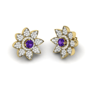 Amethyst Flower Stud Earrings