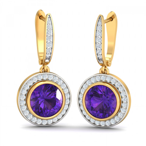 Enclosed Amethyst Hoop Earrings