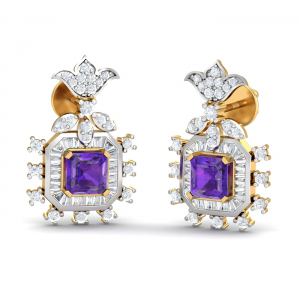 Karree Amethyst Stud Earrings