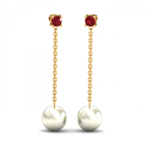 Belleza Pearl Ruby Earrings