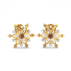 Snowflake Citrine Stud Earrings