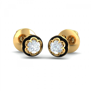 Floral Enamel Solitaire Earrings