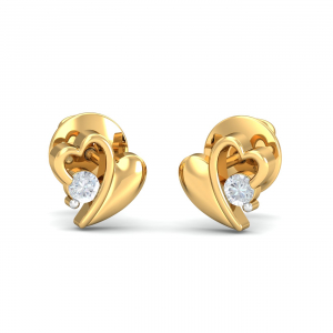 Solitaire Heart Stud Earrings