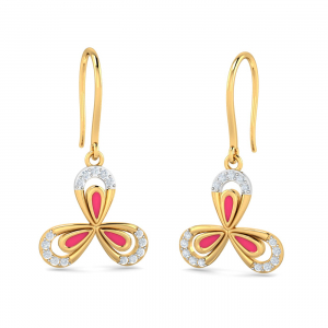 Enamelled Lily Hook Earrings