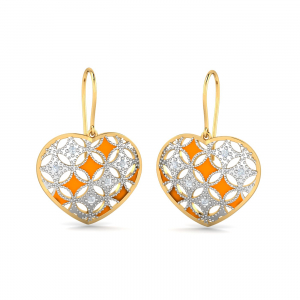 Enamel Heart Hook Earrings