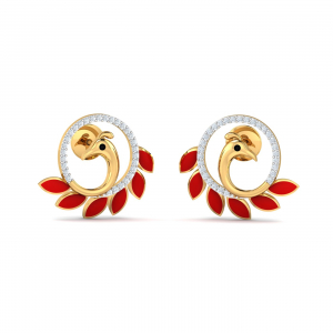 Seine Peacock Enamel Earrings