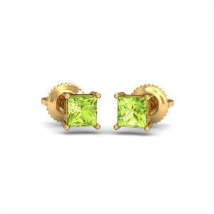 Tiny Square Peridot Earrings