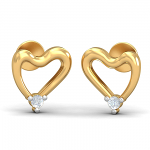 Cheerful Heart Gold Stud Earring