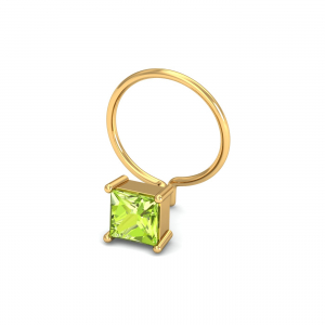 Tiny Square Peridot Nose Pin