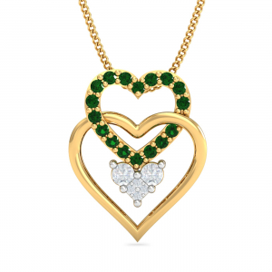 Tri Heart Emerald Pendant