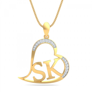 SK Initials Heart Pendant