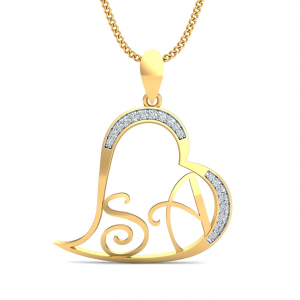 SA Initials Heart Pendant