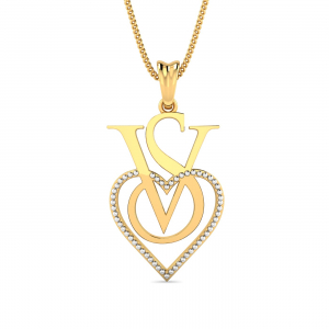 SV Initials Heart Pendant