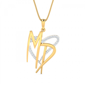 MD Initials Heart Pendant