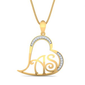 AS Initials Heart Pendant