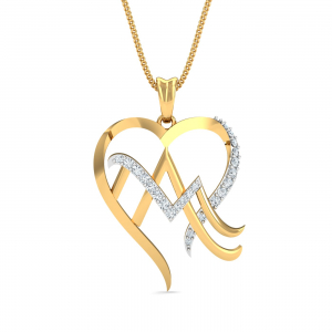 AM initials Heart Pendant