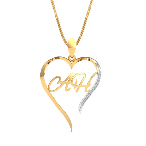 Initials AH Heart Pendant