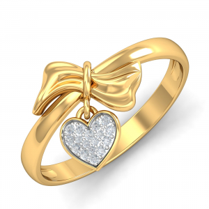 Dangling Heart Bow Ring