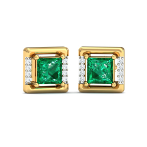 Quadrate Emerald Stud Earrings