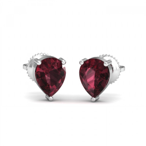 Pear Rhodolite Stud Earrings