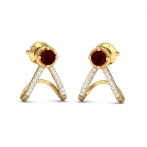 Ros Garnet J-Ring Earrings