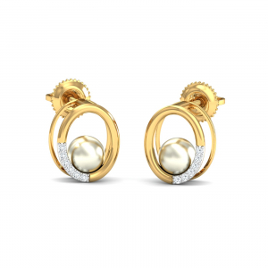 Circular Pearl Stud Earrings