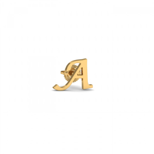 Letter A Mens Gold Stud