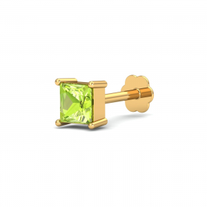Tiny Square Peridot Nose Stud (18K-YG-RTS)