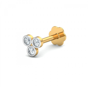 Triple-Circular Nose Stud (14K-YG-SI-HI-RTS)