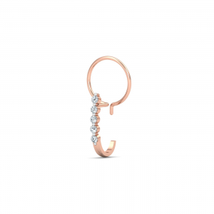 Aalamb J-shaped Nose Pin (18K-YG-VS-GH-RTS)