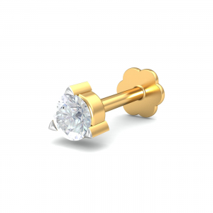 0.05 Carat 3 Prongs Screw Nose Pin (18K-YG-SI-HI-RTS)