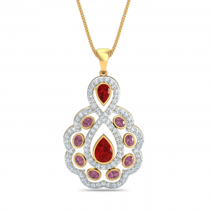 Lohiti Red and Pink Tourmaline Pendant