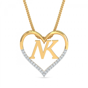 NK Initials Heart Pendant