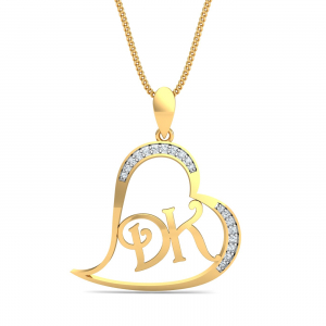 DK Initials Heart Pendant