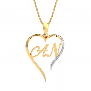 AN Initials Heart Pendant