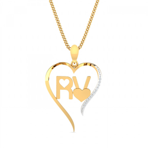 RV Initials Heart Pendant