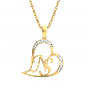 NS Initials Heart Pendant