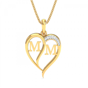 MM Initials Heart Pendant