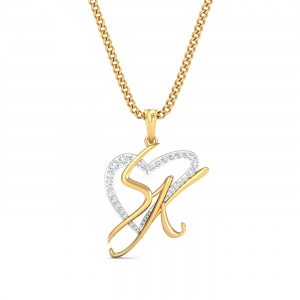 SK Initial Heart Pendant