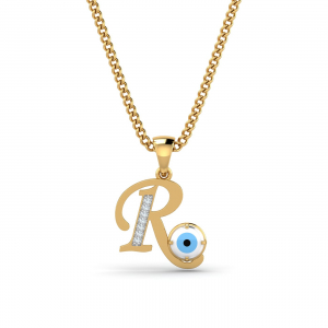 Initial R EvilEye Pendant