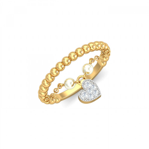 Heart Pearl Chain Ring